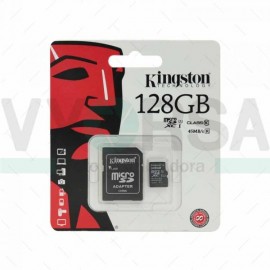 Tarjeta de Memoria KINGSTON Micro SD 128GB Clase 10 Con Adaptador