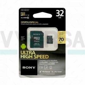 Tarjeta de Memoria SONY Micro SD 32GB Clase 10 Con Adaptador