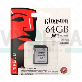 Tarjeta de Memoria KINGSTON SDHC 64GB Clase 10 45MB/S R