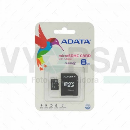 Tarjeta de Memoria ADATA Micro SDHC 8GB Con Adaptador Clase 4