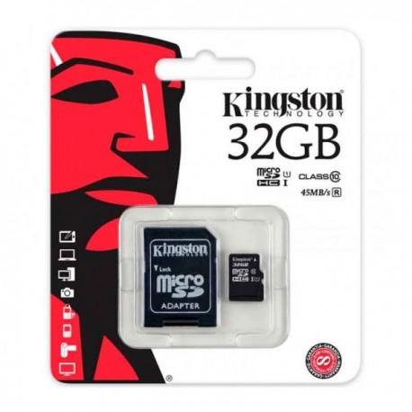 Tarjeta de Memoria KINGSTON Micro SD 32GB Clase 10 con Adaptador