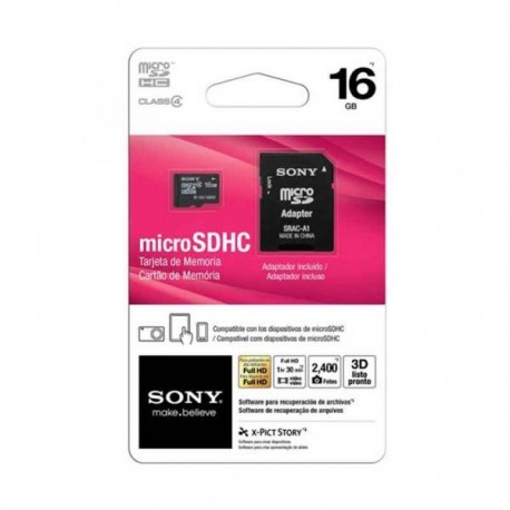 Tarjeta de Memoria SONY Micro SD 16GB Con Adaptador