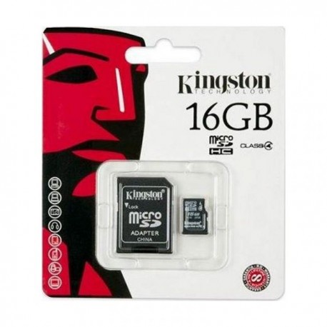 Tarjeta de Memoria KINGSTON Micro SD 16GB Clase 10 con Adaptador