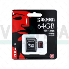 Tarjeta de Memoria KINGSTON Micro SD 64GB 4K Con Adaptador 90MB/S R